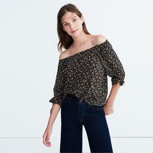 Madewell 100% Silk Off-the-Shoulder Top in Falling Leaves